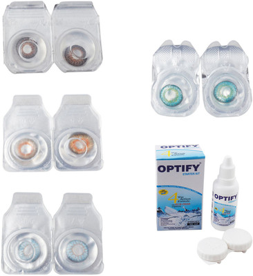 

Optify Combo Pack Monthly Color Contact Lens With Solution Monthly Contact Lens(0, Brown-Honey-Sea Blue-Green Turquoise, Pack of 4)