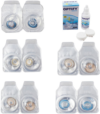 

Optify Combo Pack Monthly Color Contact Lens With Solution Monthly Contact Lens(0, Blue-Natural Grey-Gold-Hazel-Blue Topaz, Pack of 5)