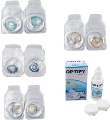 

Optify Combo Pack Monthly Color Contact Lens With Solution Monthly Contact Lens(0, Aqua-Blue-Natural Grey-Gold, Pack of 4)