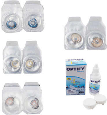 

Optify Combo Pack Monthly Color Contact Lens With Solution Monthly Contact Lens(0, Blue-Natural Grey-Grey-Hazel, Pack of 4)