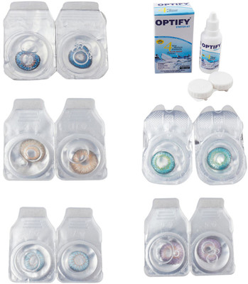 

Optify Combo Pack Monthly Color Contact Lens With Solution Monthly Contact Lens(0, Blue-Hazel-Sea Blue-Green Turquoise-Violet, Pack of 5)