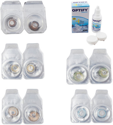 

Optify Combo Pack Monthly Color Contact Lens With Solution Monthly Contact Lens(0, Brown-Natural Grey-Gold-Green-Sea Blue, Pack of 5)
