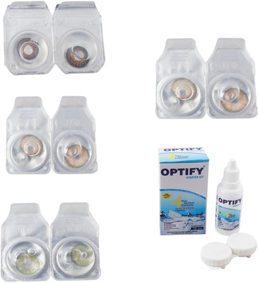 

Optify Combo Pack Monthly Color Contact Lens With Solution Monthly Contact Lens(0, Brown-Gold-Green-Hazel, Pack of 4)