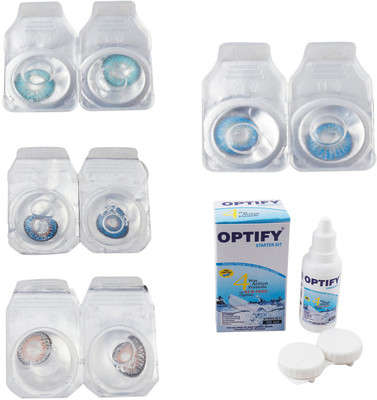 

Optify Combo Pack Monthly Color Contact Lens With Solution Monthly Contact Lens(0, Aqua-Blue-Grey-Blue Topaz, Pack of 4)