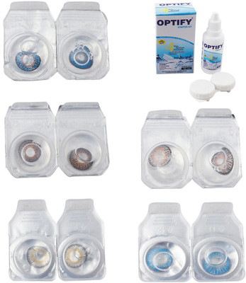 

Optify Combo Pack Monthly Color Contact Lens With Solution Monthly Contact Lens(0, Blue-Brown-Natural Grey-Grey-Blue Topaz, Pack of 5)