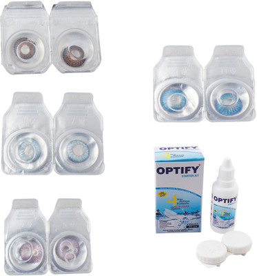 

Optify Combo Pack Monthly Color Contact Lens With Solution Monthly Contact Lens(0, Brown-Sea Blue-Violet-Blue Topaz, Pack of 4)