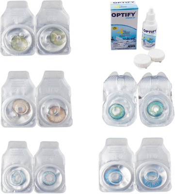 

Optify Combo Pack Monthly Color Contact Lens With Solution Monthly Contact Lens(0, Green-Hazel-Sea Blue-Green Turquoise-Blue Topaz, Pack of 5)