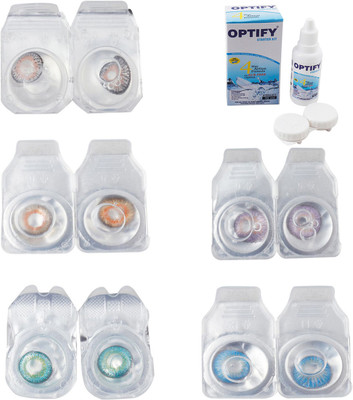 

Optify Combo Pack Monthly Color Contact Lens With Solution Monthly Contact Lens(0, Grey-Honey-Green Turquoise-Violet-Blue Topaz, Pack of 5)