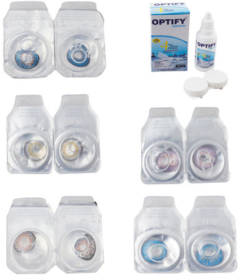 

Optify Combo Pack Monthly Color Contact Lens With Solution Monthly Contact Lens(0, Blue-Natural Grey-Grey-Violet-Blue Topaz, Pack of 5)