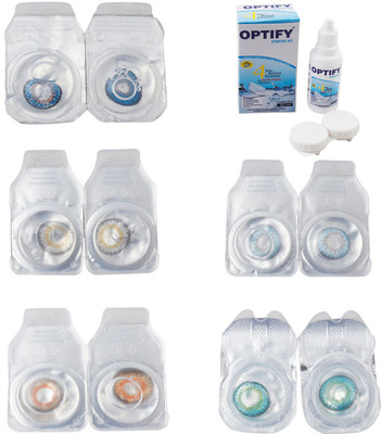 

Optify Combo Pack Monthly Color Contact Lens With Solution Monthly Contact Lens(0, Blue-Natural Grey-Honey-Sea Blue-Green Turquoise, Pack of 5)