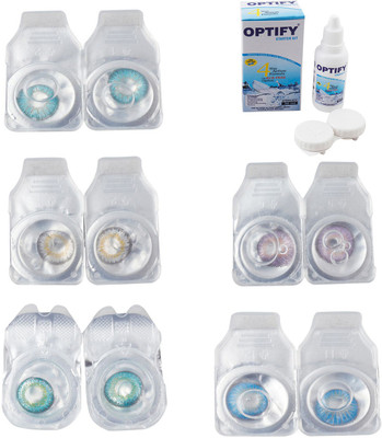 

Optify Combo Pack Monthly Color Contact Lens With Solution Monthly Contact Lens(0, Aqua-Natural Grey-Green Turquoise-Violet-Blue Topaz, Pack of 5)