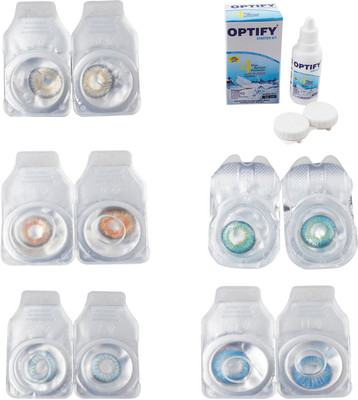 

Optify Combo Pack Monthly Color Contact Lens With Solution Monthly Contact Lens(0, Natural Grey-Honey-Sea Blue-Green Turquoise-Blue Topaz, Pack of 5)