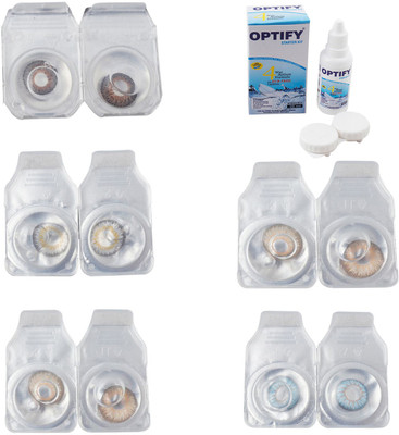 

Optify Combo Pack Monthly Color Contact Lens With Solution Monthly Contact Lens(0, Brown-Natural Grey-Gold-Hazel-Sea Blue, Pack of 5)