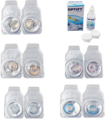 

Optify Combo Pack Monthly Color Contact Lens With Solution Monthly Contact Lens(0, Natural Grey-Hazel-Sea Blue-Violet-Blue Topaz, Pack of 5)