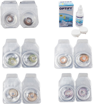 

Optify Combo Pack Monthly Color Contact Lens With Solution Monthly Contact Lens(0, Brown-Green-Hazel-Honey-Violet, Pack of 5)