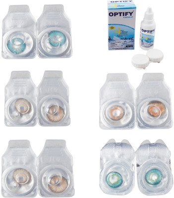 

Optify Combo Pack Monthly Color Contact Lens With Solution Monthly Contact Lens(0, Aqua-Gold-Hazel-Honey-Green Turquoise, Pack of 5)