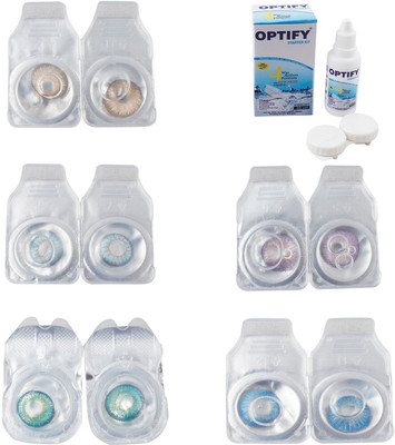 

Optify Combo Pack Monthly Color Contact Lens With Solution Monthly Contact Lens(0, Gold-Sea Blue-Green Turquoise-Violet-Blue Topaz, Pack of 5)