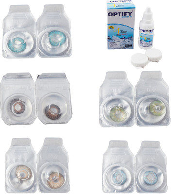 

Optify Combo Pack Monthly Color Contact Lens With Solution Monthly Contact Lens(0, Aqua-Brown-Gold-Green-Sea Blue, Pack of 5)
