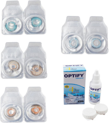 

Optify Combo Pack Monthly Color Contact Lens With Solution Monthly Contact Lens(0, Aqua-Hazel-Honey-Sea Blue, Pack of 4)