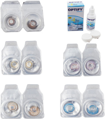 

Optify Combo Pack Monthly Color Contact Lens With Solution Monthly Contact Lens(0, Brown-Natural Grey-Hazel-Violet-Blue Topaz, Pack of 5)