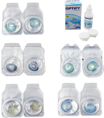 

Optify Combo Pack Monthly Color Contact Lens With Solution Monthly Contact Lens(0, Aqua-Blue-Green-Green Turquoise-Blue Topaz, Pack of 5)