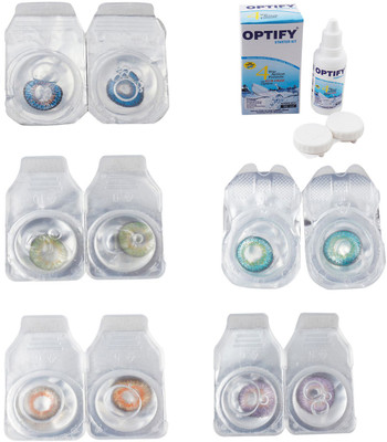 

Optify Combo Pack Monthly Color Contact Lens With Solution Monthly Contact Lens(0, Blue-Green-Honey-Green Turquoise-Violet, Pack of 5)