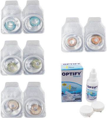 

Optify Combo Pack Monthly Color Contact Lens With Solution Monthly Contact Lens(0, Aqua-Green-Hazel-Honey, Pack of 4)