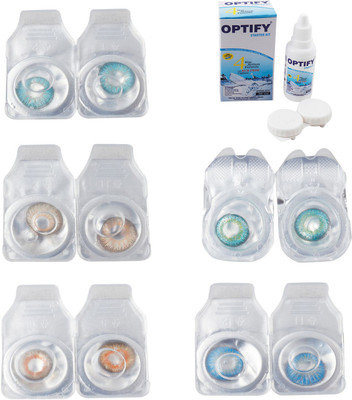 

Optify Combo Pack Monthly Color Contact Lens With Solution Monthly Contact Lens(0, Aqua-Hazel-Honey-Green Turquoise-Blue Topaz, Pack of 5)
