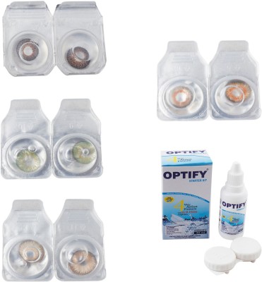 

Optify Combo Pack Monthly Color Contact Lens With Solution Monthly Contact Lens(0, Brown-Green-Hazel-Honey, Pack of 4)