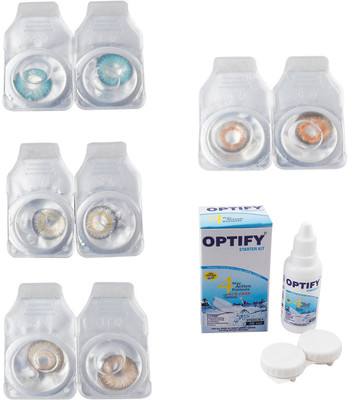 

Optify Combo Pack Monthly Color Contact Lens With Solution Monthly Contact Lens(0, Aqua-Natural Grey-Hazel-Honey, Pack of 4)