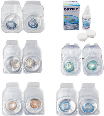 

Optify Combo Pack Monthly Color Contact Lens With Solution Monthly Contact Lens(0, Blue-Natural Grey-Honey-Green Turquoise-Blue Topaz, Pack of 5)