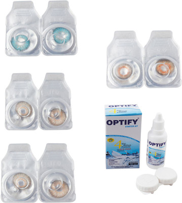 

Optify Combo Pack Monthly Color Contact Lens With Solution Monthly Contact Lens(0, Aqua-Gold-Hazel-Honey, Pack of 4)