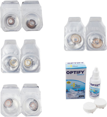 

Optify Combo Pack Monthly Color Contact Lens With Solution Monthly Contact Lens(0, Brown-Natural Grey-Grey-Hazel, Pack of 4)