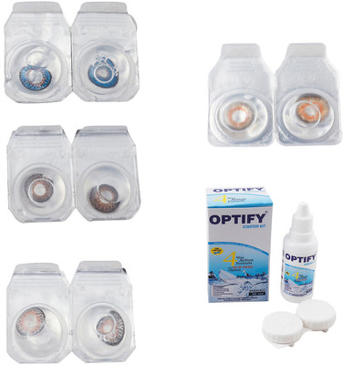 

Optify Combo Pack Monthly Color Contact Lens With Solution Monthly Contact Lens(0, Blue-Brown-Grey-Honey, Pack of 4)