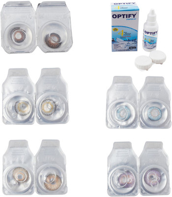 

Optify Combo Pack Monthly Color Contact Lens With Solution Monthly Contact Lens(0, Brown-Natural Grey-Gold-Sea Blue-Violet, Pack of 5)
