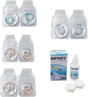 

Optify Combo Pack Monthly Color Contact Lens With Solution Monthly Contact Lens(0, Aqua-Gold-Hazel-Sea Blue, Pack of 4)