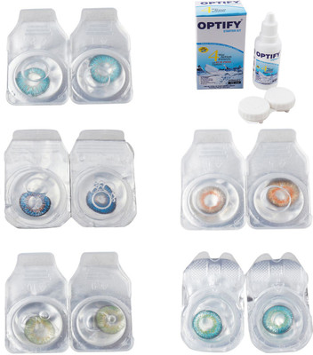 

Optify Combo Pack Monthly Color Contact Lens With Solution Monthly Contact Lens(0, Aqua-Blue-Green-Honey-Green Turquoise, Pack of 5)