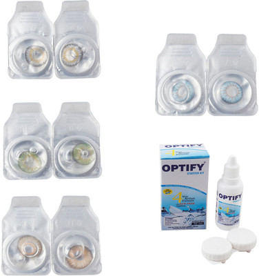 

Optify Combo Pack Monthly Color Contact Lens With Solution Monthly Contact Lens(0, Natural Grey-Green-Hazel-Sea Blue, Pack of 4)