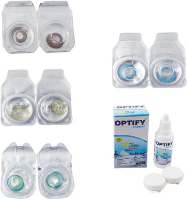

Optify Combo Pack Monthly Color Contact Lens With Solution Monthly Contact Lens(0, Brown-Green-Green Turquoise-Blue Topaz, Pack of 4)