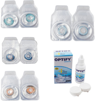 

Optify Combo Pack Monthly Color Contact Lens With Solution Monthly Contact Lens(0, Aqua-Blue-Honey-Sea Blue, Pack of 4)