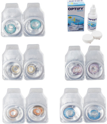 

Optify Combo Pack Monthly Color Contact Lens With Solution Monthly Contact Lens(0, Aqua-Natural Grey-Honey-Violet-Blue Topaz, Pack of 5)
