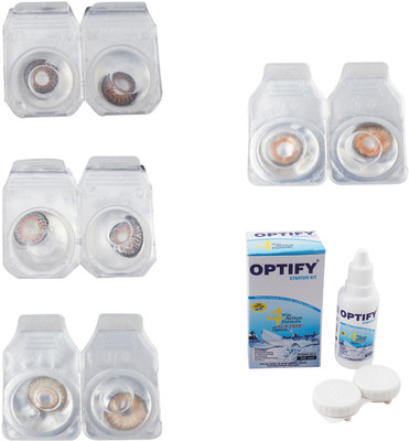 

Optify Combo Pack Monthly Color Contact Lens With Solution Monthly Contact Lens(0, Brown-Grey-Hazel-Honey, Pack of 4)