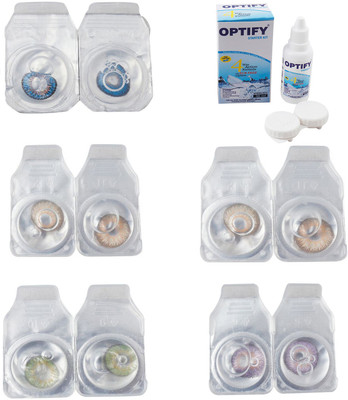 

Optify Combo Pack Monthly Color Contact Lens With Solution Monthly Contact Lens(0, Blue-Gold-Green-Hazel-Violet, Pack of 5)