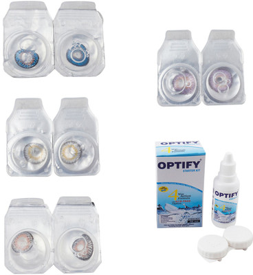 

Optify Combo Pack Monthly Color Contact Lens With Solution Monthly Contact Lens(0, Blue-Natural Grey-Grey-Violet, Pack of 4)