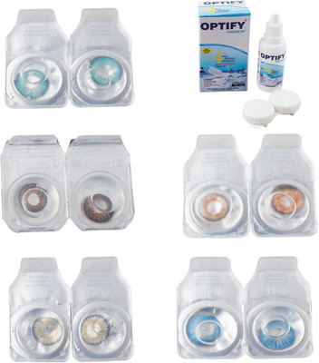 

Optify Combo Pack Monthly Color Contact Lens With Solution Monthly Contact Lens(0, Aqua-Brown-Natural Grey-Honey-Blue Topaz, Pack of 5)