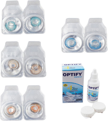 

Optify Combo Pack Monthly Color Contact Lens With Solution Monthly Contact Lens(0, Aqua-Hazel-Honey-Blue Topaz, Pack of 4)