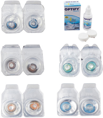 

Optify Combo Pack Monthly Color Contact Lens With Solution Monthly Contact Lens(0, Blue-Brown-Honey-Green Turquoise-Blue Topaz, Pack of 5)