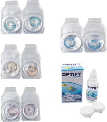 

Optify Combo Pack Monthly Color Contact Lens With Solution Monthly Contact Lens(0, Aqua-Gold-Violet-Blue Topaz, Pack of 4)