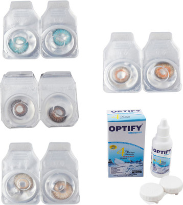 

Optify Combo Pack Monthly Color Contact Lens With Solution Monthly Contact Lens(0, Aqua-Brown-Hazel-Honey, Pack of 4)