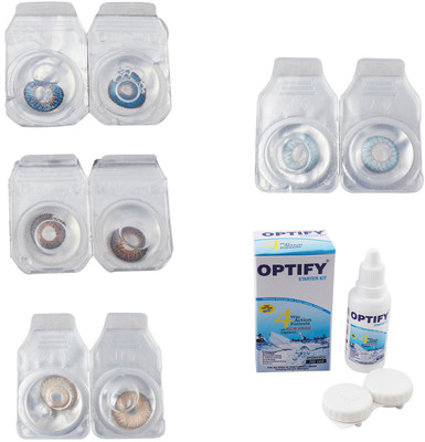 

Optify Combo Pack Monthly Color Contact Lens With Solution Monthly Contact Lens(0, Blue-Brown-Gold-Sea Blue, Pack of 4)